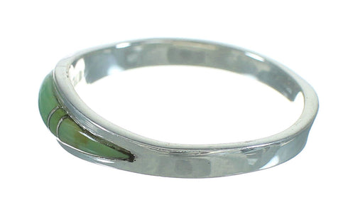 Southwest Turquoise Inlay Silver Ring Size 5-3/4 AX80873